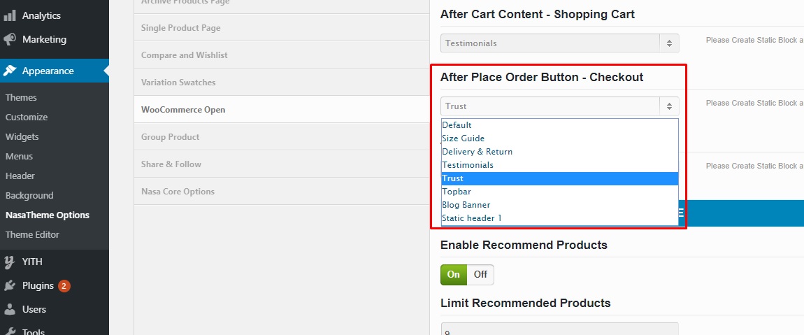 After Place Order Button Options