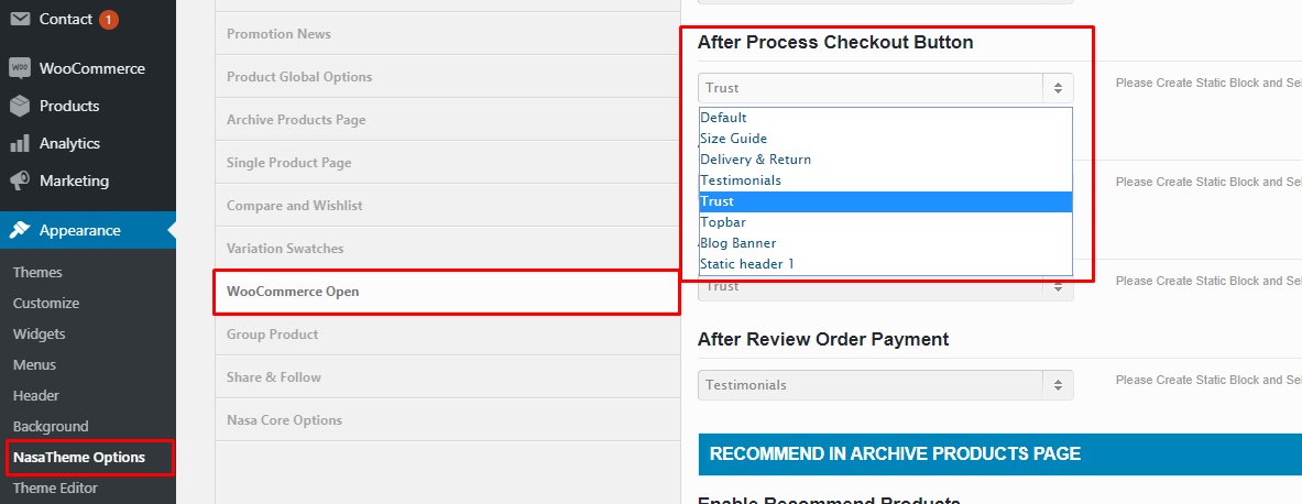 After Process Checkout Button Options